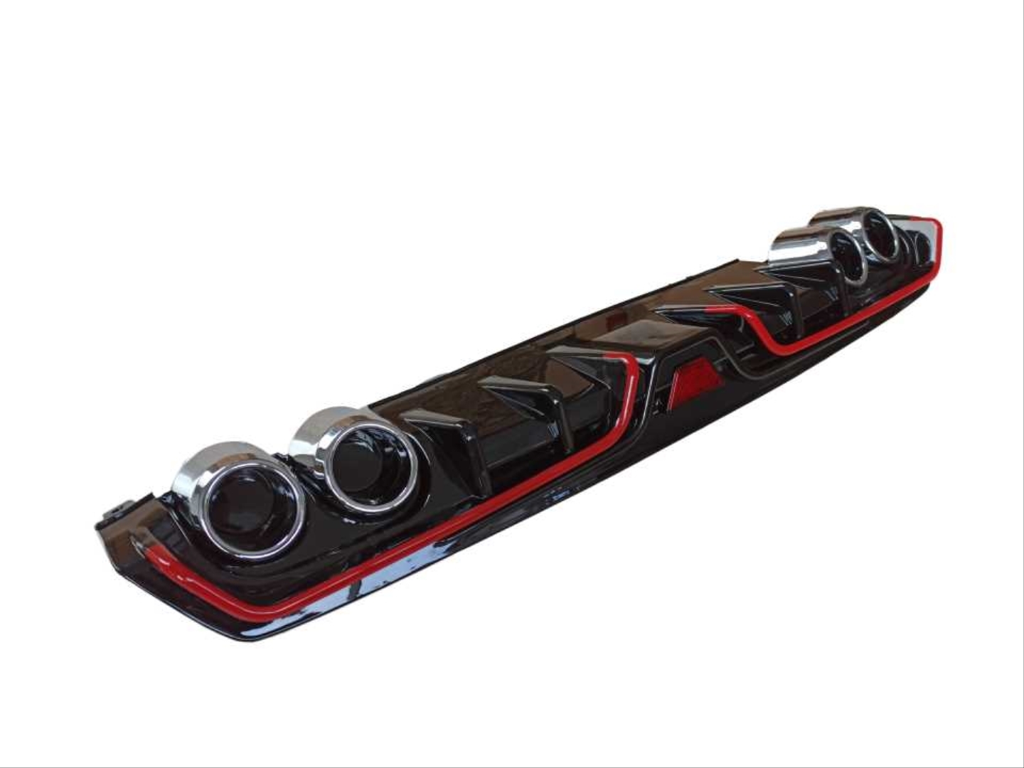 Civic FC5 2016-2020 İçin Uyumlu Difüzör 4 Egzoz Piano Black Kırmızı Şeritli 4