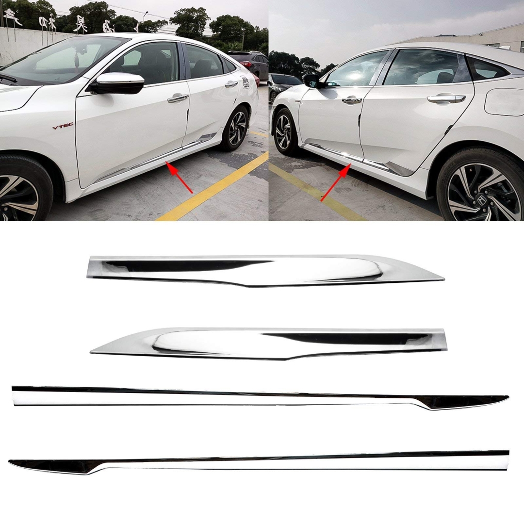 Honda Civic FC5 2016-2020 İçin Uyumlu Krom Kapı Çıtası 4