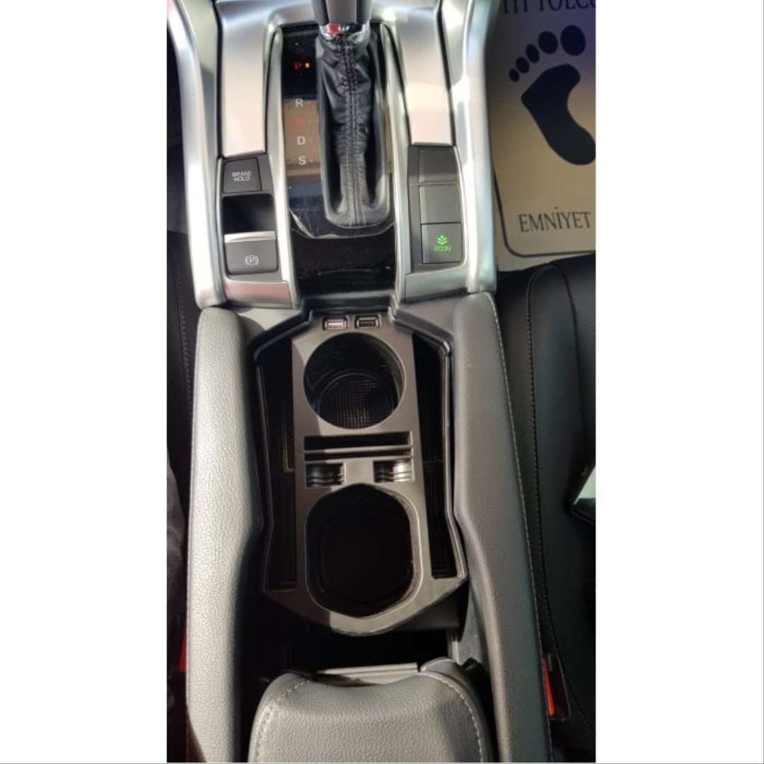 Honda Civic FC5 (2016-2020) Uyumlu USB Portlu Orta Konsol Kutusu Siyah 3